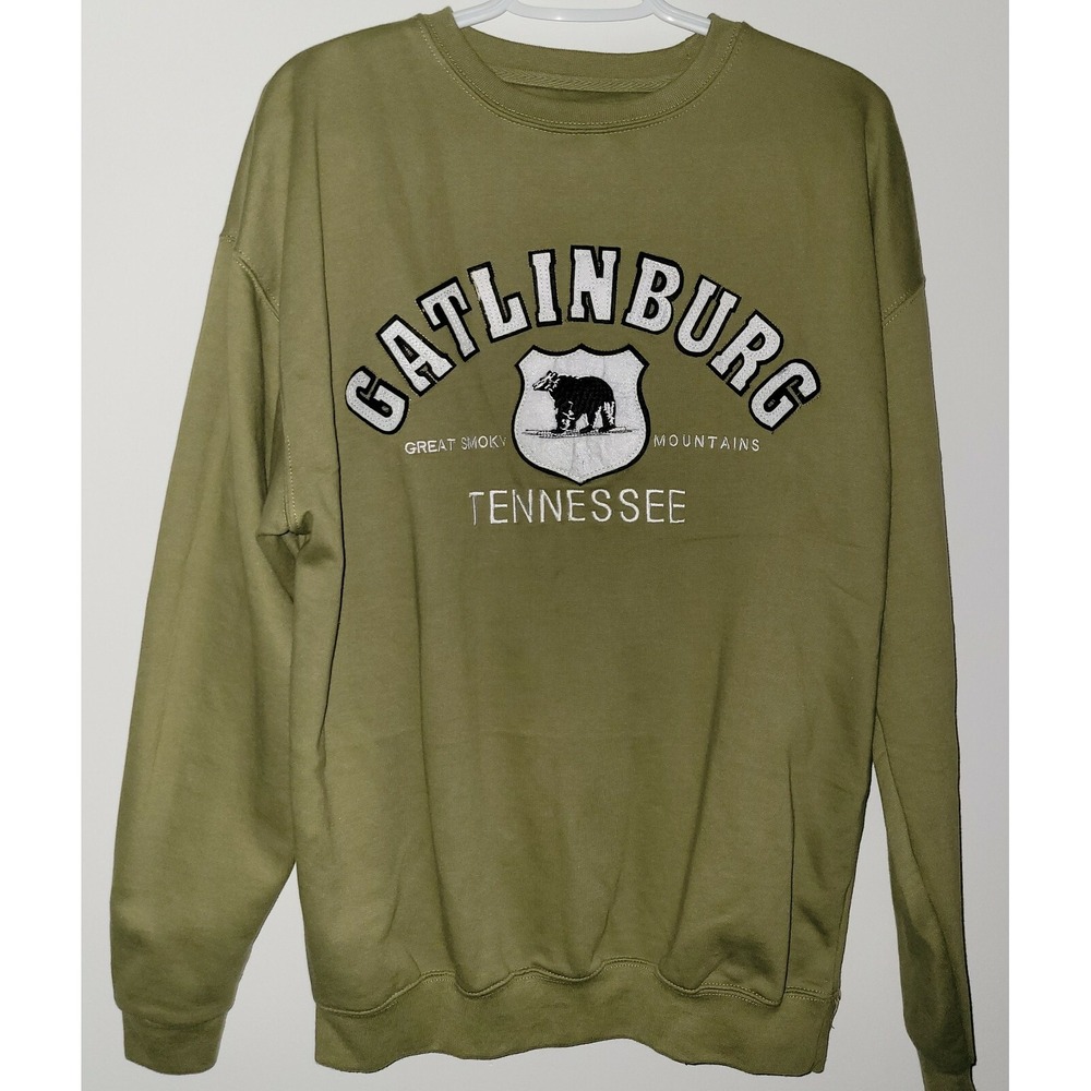 Sanjeev‎ Of Gatlinburg Sweatshirt Size Large Olive Green Smoky Mountains TN